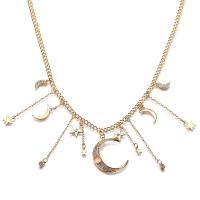 Rhinestone Zinc Alloy Necklace, Moon and Star, plated, for woman & with rhinestone, 37mm Approx 15.7 Inch 