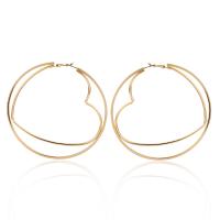 Mode Eisen Prise Kreis Ohrringe, plattiert, verschiedene Stile für Wahl & für Frau, Goldfarbe, 96mm,96mm,72mm,65mm, verkauft von Paar