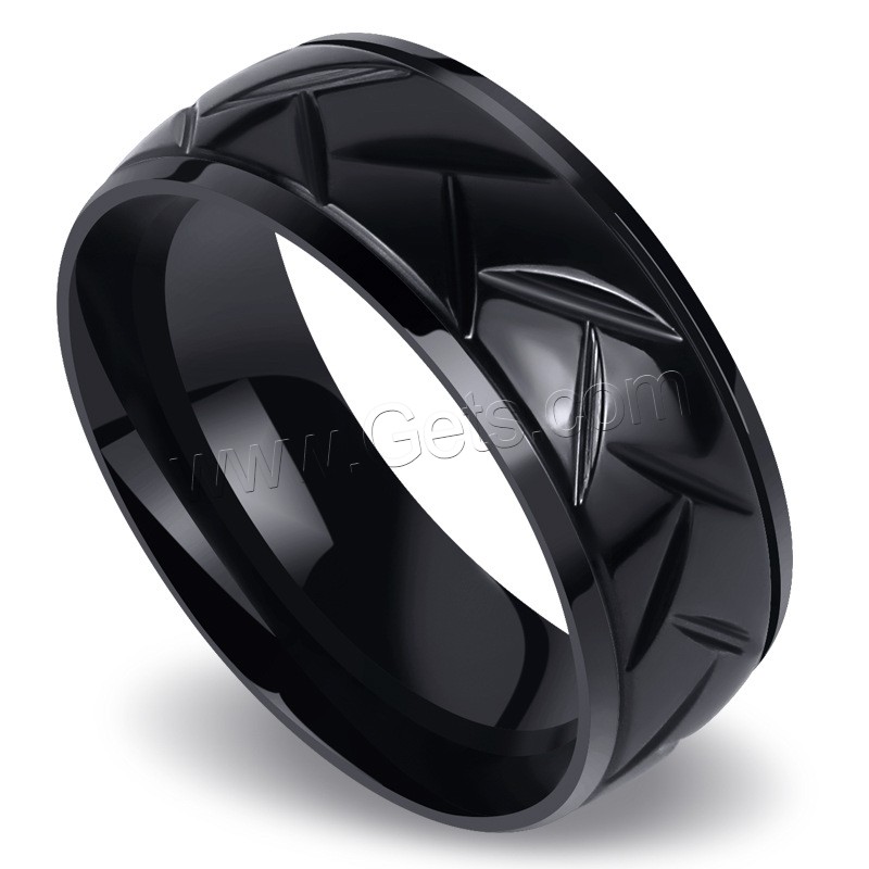 Titanium Steel Finger Ring, Donut, black ionic, different size for choice & for man, 8mm, US Ring Size:7-12, Sold By PC