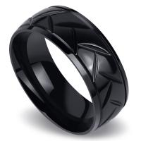 Titanium Steel Finger Ring, Donut, black ionic & for man, 8mm, US Ring 