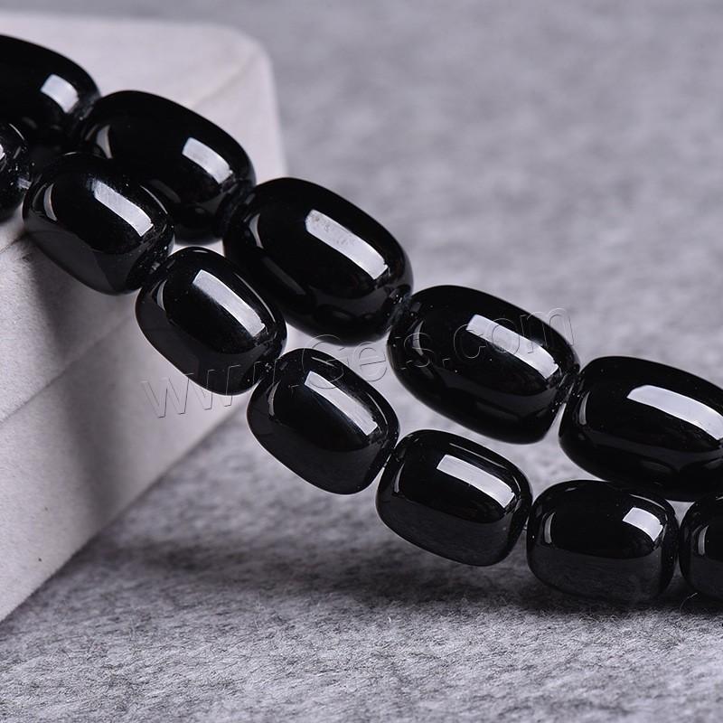 Natürliche schwarze Achat Perlen, Schwarzer Achat, poliert, DIY & verschiedene Größen vorhanden, schwarz, Länge:ca. 15 ZollInch, verkauft von Strang