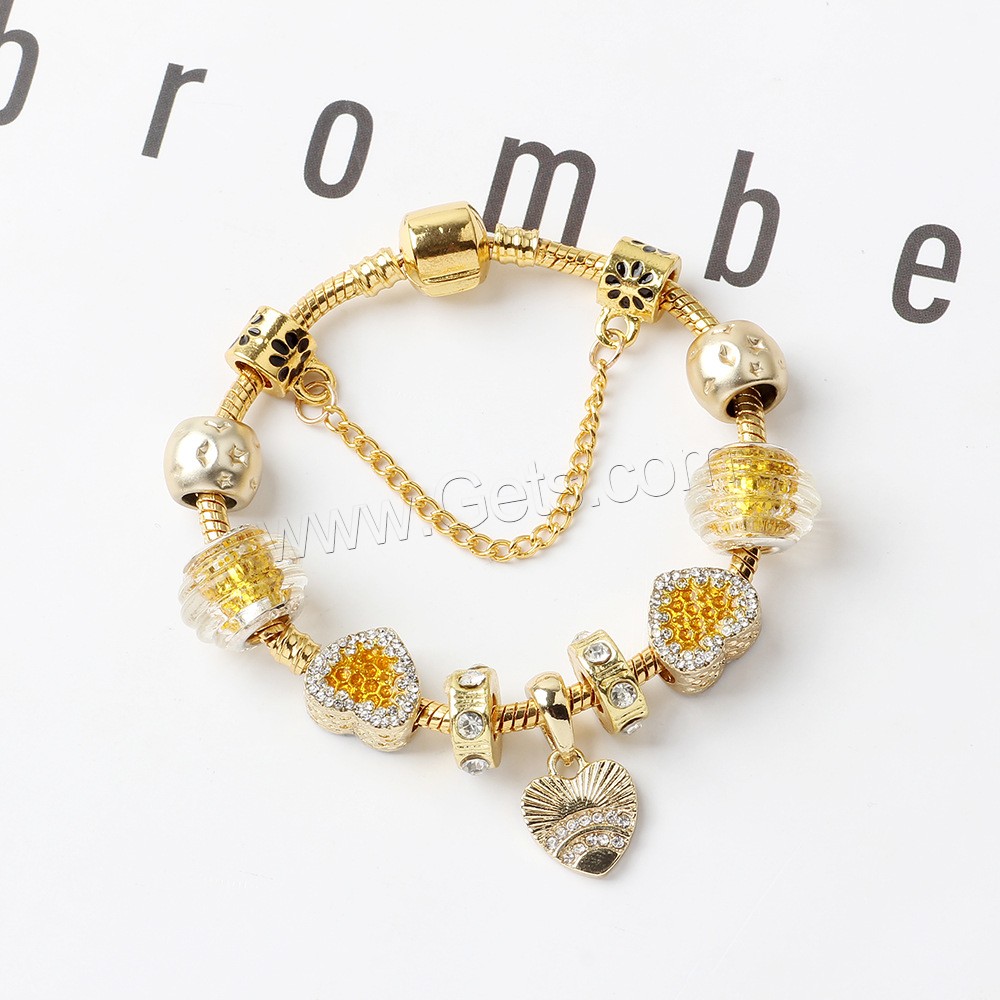 Zinc Alloy European Bracelets, gold color plated, different size for choice & micro pave rhinestone & for woman, Sold By Strand