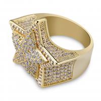 Brass Finger Ring, plated & micro pave cubic zirconia & for man 