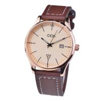 Unisex Wrist Watch, PU Leather, with Organic Glass & Zinc Alloy, Chinese movement, zinc alloy one piece buckle, plated, Life water resistant Approx 9 Inch 