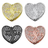Brass Watch Band Finding, Heart, plated, micro pave cubic zirconia 