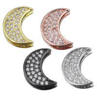 Brass Watch Band Finding, Moon, plated, micro pave cubic zirconia 