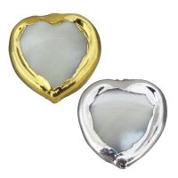 Weinlese Messing Perlen, mit Weiße Muschel, plattiert, keine, 14.5x14.5x4.5mm, Bohrung:ca. 1mm, verkauft von PC