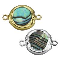 Brass Connector, with Abalone Shell, plated, 1/1 loop Approx 1.5mm 