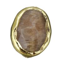 perla de cobre, metal, con Sun Agate, chapado en color dorado, 21x16x13mm, agujero:aproximado 1mm, Vendido por UD