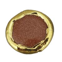 perla de cobre, metal, con arena dorada, chapado en color dorado, 16x17x4.5mm, agujero:aproximado 1mm, Vendido por UD