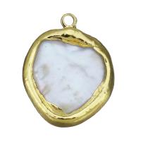 Brass Jewelry Pendants, with Pearl Shell, gold color plated Approx 2mm 