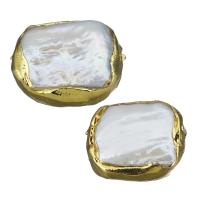 perla de cobre, metal, con Concha de perla, chapado en color dorado, diverso tamaño para la opción & cara doble, agujero:aproximado 1.5mm, Vendido por UD