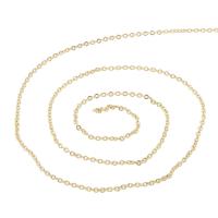 Латунная цепочка с овальными звеньями, Латунь, плакированный настоящим золотом, Овальный цепь продается м