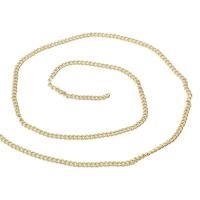 Латунная цепочка с овальными звеньями, Латунь, плакированный настоящим золотом, 2*1mm, длина:39.3 дюймовый, продается м