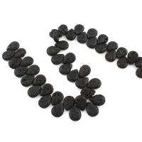 Natürliche Lava Perlen, Tropfen, schwarz, 14*17*6mm, verkauft von Strang