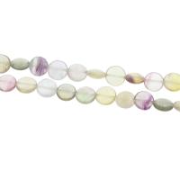 Fluorit Perlen, Edelstein, flache Runde, transluzent, 10*4mm, verkauft von Strang