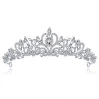 Bridal Tiaras, Zinc Alloy, plated, for bridal & with rhinestone, platinum color 