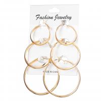 Zinc Alloy Earring Set, Donut, plated, three pieces & Unisex 