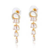 Cubic Zircon Brass Earring, for woman & with cubic zirconia 