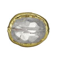 Perles facettées en laiton, avec quartz clair, Placage de couleur d'or, facettes Environ 1mm, Vendu par PC