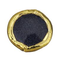 Weinlese Messing Perlen, mit blauer Goldsand, goldfarben plattiert, 16.5x16.5x4.5mm, Bohrung:ca. 1mm, verkauft von PC