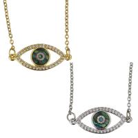 Cubic Zirconia Stainless Steel Necklace, with Abalone Shell, with 2inch extender chain, Eye, plated, mosaic & micro pave cubic zirconia 1.5mm Approx 17 Inch 