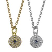 Stainless Steel Necklace, with enamel, with 2inch extender chain, plated, evil eye pattern & oval chain & micro pave cubic zirconia 1.5mm Approx 17 Inch 