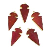 Red Agate Pendants, with Zinc Alloy, gold color plated, natural, red, 26*56*7mm 