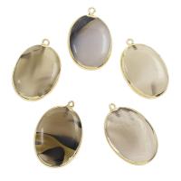 Grey Agate Pendant, with Zinc Alloy, gold color plated, natural, 28*43*6-30*46*8mm 