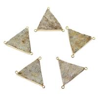 Picture Jasper Connector, with Zinc Alloy, Triangle, gold color plated, natural, 40*38*9mm 