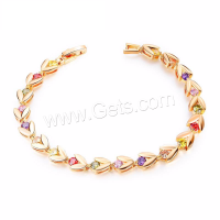 Cubic Zirconia Brass Bracelets, plated, for woman & with cubic zirconia 6.5mm,8mm Inch 