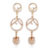 Plastic Pearl Zinc Alloy Earring, with Plastic Pearl, BeCharmed Pearl, plated & for woman, gold   
