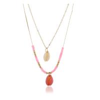 Shell Zinc Alloy Necklace, with Seedbead & Shell, plated, multilayer & for woman  