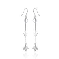 Sterling Silver Drop Earring, 925 Sterling Silver, Leaf, real silver plated, for woman 8.6mm, 7mm 