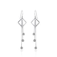 Sterling Silver Drop Earring, 925 Sterling Silver, Geometrical Pattern, real silver plated, for woman 4mm 