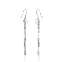 925 Sterling Silver Tassel Earring, Heart, real silver plated, for woman 