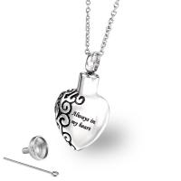 Titanium Steel Cinerary Casket Necklace, Heart, plated, Unisex & oval chain Approx 19.7 Inch 
