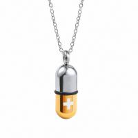 Titanium Steel Cinerary Casket Necklace, with 1.96lnch extender chain, Capsule, plated, Unisex & oval chain Approx 17.7 Inch 