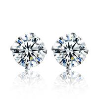 Sterling Silver Stud Earring, 925 Sterling Silver, real silver plated, for woman & with cubic zirconia, 5mm 