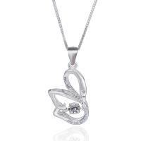 Cubic Zirconia Micro Pave Sterling Silver Pendant, 925 Sterling Silver, Swan, real silver plated, micro pave cubic zirconia & for woman 4mm, 1mm Approx 5mm 