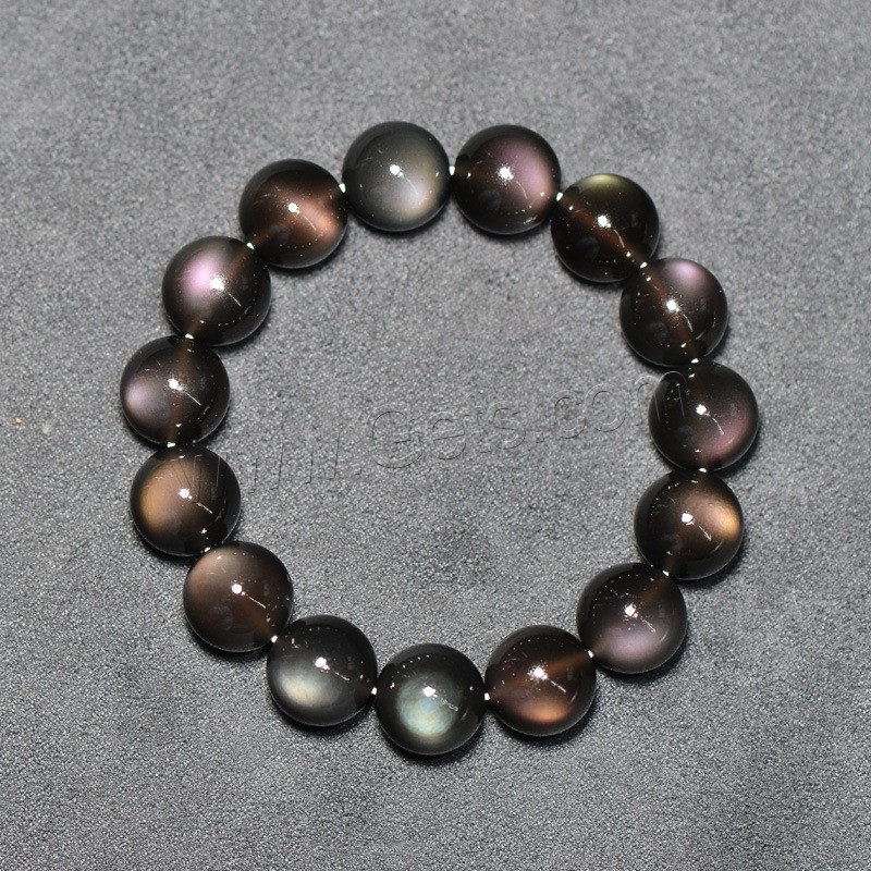 Ice Obsidian Bracelet, Round, Unisex & different size for choice, black, Length:Approx 7 Inch, Sold By Strand