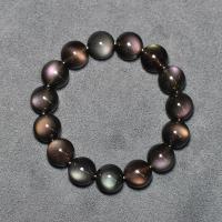 Obsidienne de glace bracelet, Rond, unisexe & normes différentes pour le choix, noire Environ 7 pouce, Vendu par brin