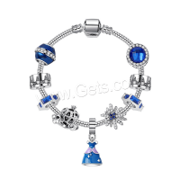 Zinc Alloy European Bracelets, plated, cute & micro pave rhinestone & for woman & enamel, blue 