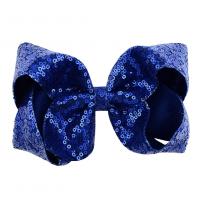 Polyester Bowkont Hair Clip, with Sequins & Zinc Alloy, Bowknot, Girl & gradient color Approx 6 Inch 