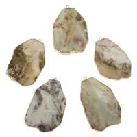 Colgantes semi piedras preciosas de la aleación de Zinc, con aleación de zinc, chapado en color dorado, natural, 38*59*9mm, Vendido por UD