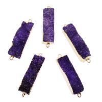 Amethyst Connector, with Zinc Alloy, Rectangle, gold color plated, 1/1 loop, 10*49*11mm 