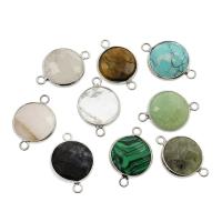 Gemstone Connector, with Zinc Alloy, silver color plated, random style, 18*26*6mm 