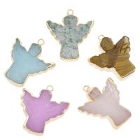 Gemstone Zinc Alloy Pendants, with Zinc Alloy, Angel, gold color plated 23*27*6mm 
