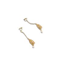 Plastic Pearl Zinc Alloy Earring, with Plastic Pearl, gold color plated & for woman, 90mm 