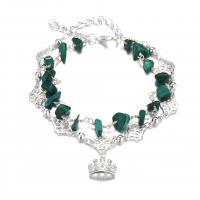 Zinc Alloy Anklet, with turquoise, Crown, plated, Adjustable & multilayer & Unisex 